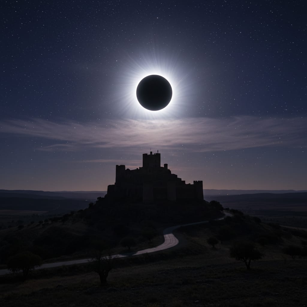 eclipse total de sol con su corona brillante